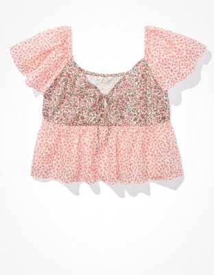 AE Blusa babydoll con escote V