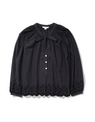 AE Long-Sleeve Button-Up Blouse