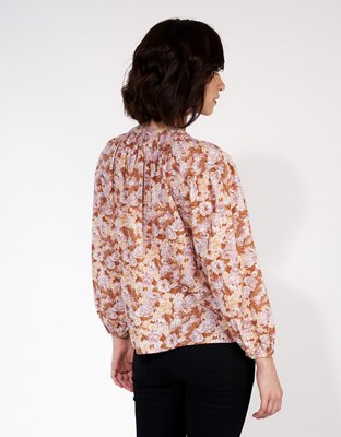 AE Long-Sleeve Button-Up Blouse