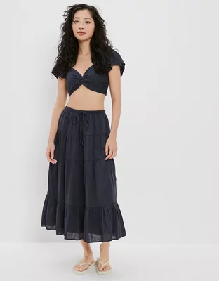 AE Super Cropped Twist-Front Blouse