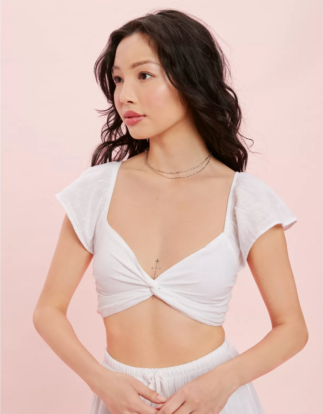 AE Super Cropped Twist-Front Blouse
