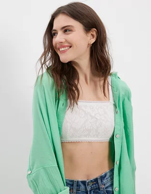 AE Lace Overlay Super Cropped Tank Top