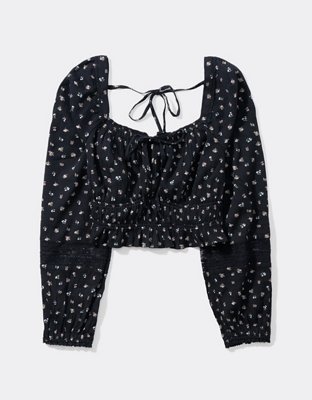 AE Ruched Long-Sleeve Blouse