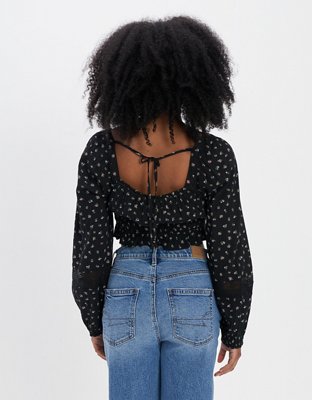 AE Ruched Long-Sleeve Blouse