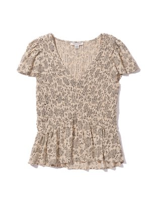 Женские блузки American Eagle AE V-Neck Smocked Babydoll Blouse — фото 3