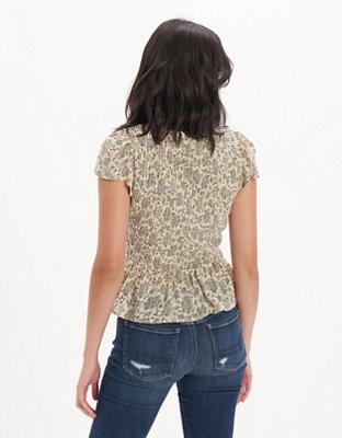 Женские блузки American Eagle AE V-Neck Smocked Babydoll Blouse — фото 2
