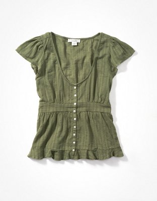 AE Blusa con botones y escote V