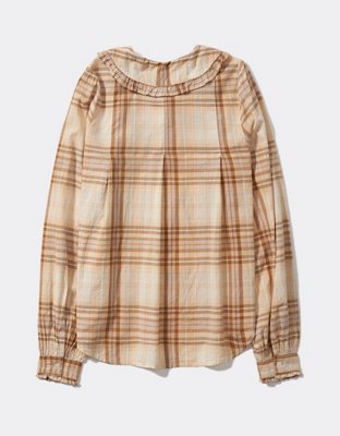 AE Peter Pan Collar Plaid Blouse