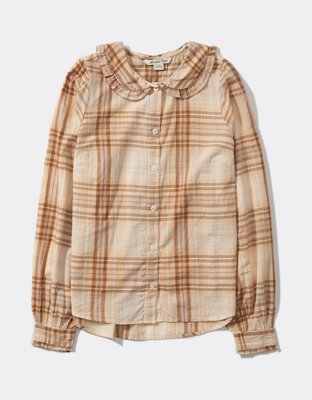 AE Peter Pan Collar Plaid Blouse