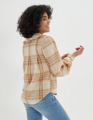 AE Peter Pan Collar Plaid Blouse