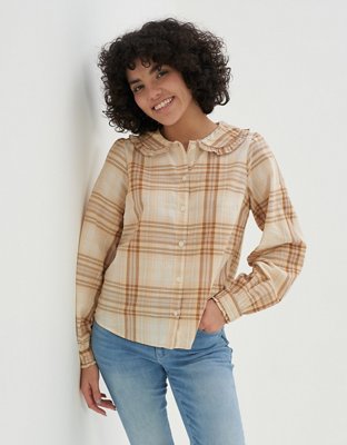 AE Peter Pan Collar Plaid Blouse