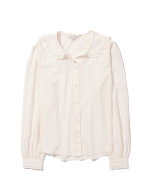 AE Camisa manga larga con botones y cuello con volantes