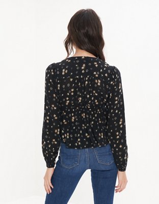AE Blusa manga larga con lazo en el frente