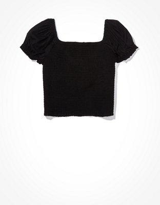 AE Short-Sleeve Smocked Blouse