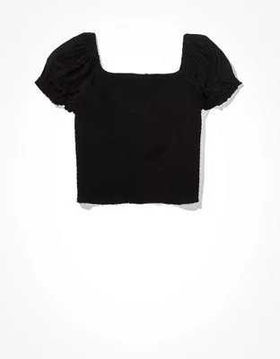AE Short-Sleeve Smocked Blouse