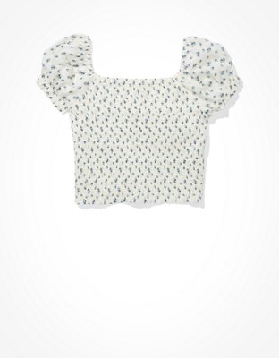 AE Short-Sleeve Smocked Blouse