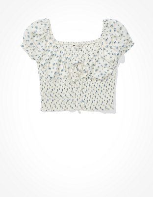 Женские блузки American Eagle AE Short-Sleeve Smocked Blouse — фото 3