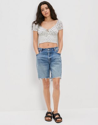 Женские блузки American Eagle AE Short-Sleeve Smocked Blouse — фото 4