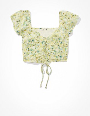 AE Flutter-Sleeve Corset Blouse