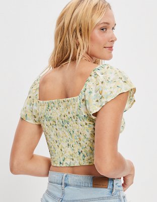 AE Flutter-Sleeve Corset Blouse