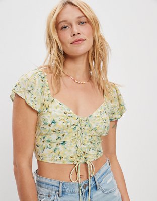 AE Flutter-Sleeve Corset Blouse