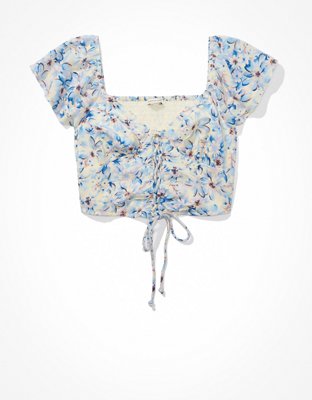 AE Flutter-Sleeve Corset Blouse