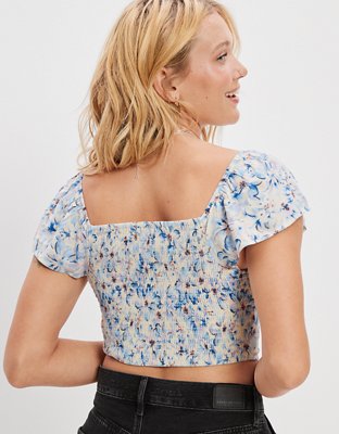 AE Flutter-Sleeve Corset Blouse