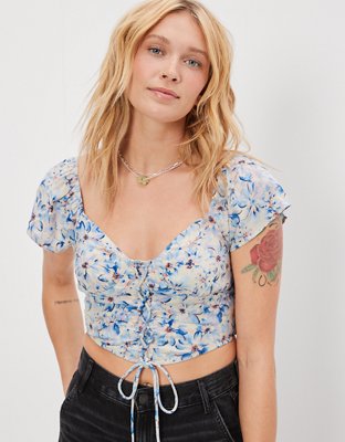 AE Flutter-Sleeve Corset Blouse