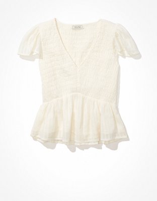 AE V-Neck Smocked Babydoll Blouse