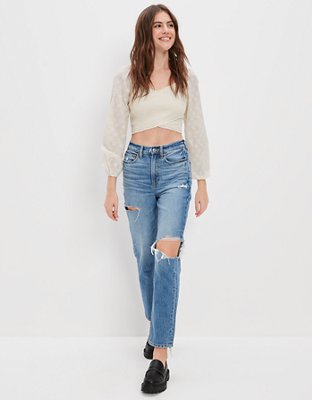 AE Long-Sleeve Smocked Blouse