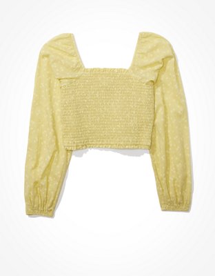 AE Long-Sleeve Smocked Blouse