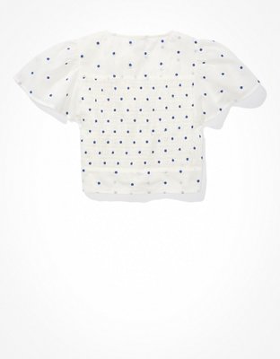 AE Smocked Tie-Front Blouse