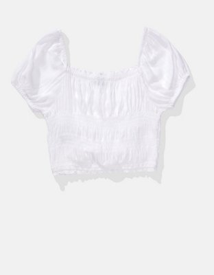 AE Smocked Puff-Sleeve Blouse