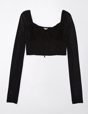 AE Mesh Cropped Corset Top