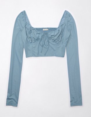 AE Cropped Long-Sleeve Corset Top