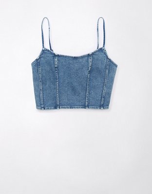 AE Sleeveless Denim Corset Top