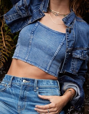 AE Cropped Denim Tube Top