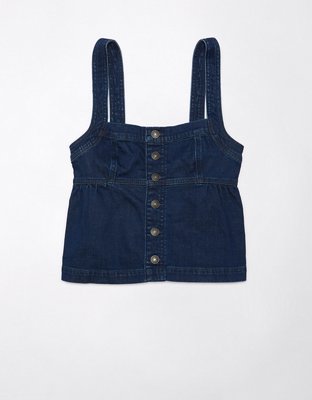 AE Sleeveless Denim Babydoll Top