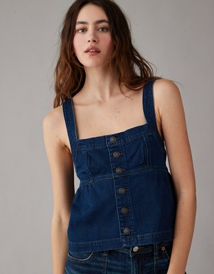 AE Sleeveless Denim Babydoll Top