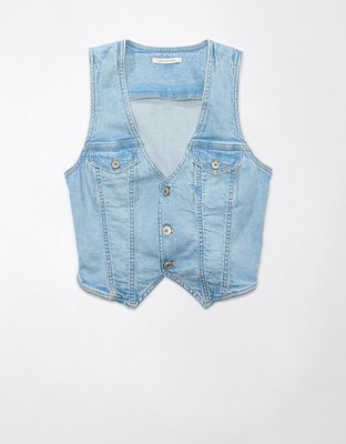 AE Cropped Denim Corset Tank Top