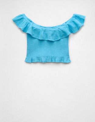 Женские топы American Eagle AE Off-The-Shoulder Smocked Tube Top — фото 4