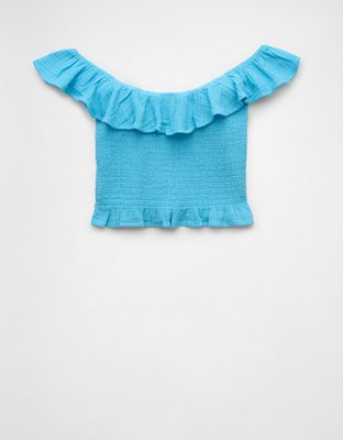 Женские топы American Eagle AE Off-The-Shoulder Smocked Tube Top — фото 3