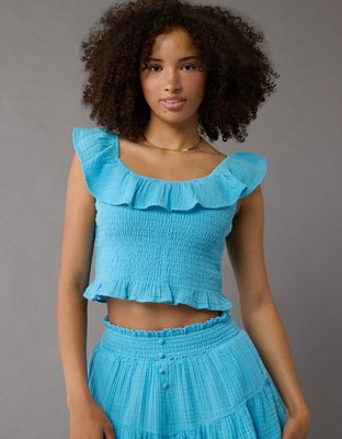 AE Off-The-Shoulder Smocked Tube Top