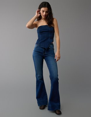 AE Asymmetrical Denim Tube Top