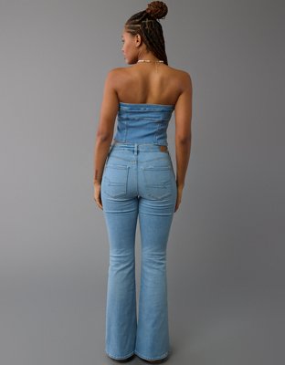 AE Denim Zip-Front Tube Top