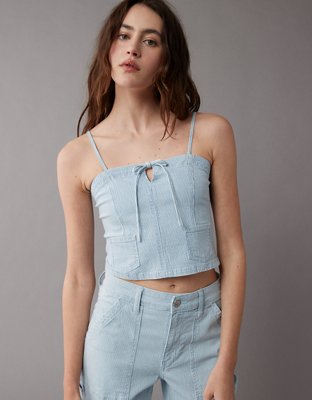 AE Cropped Railroad Denim Top