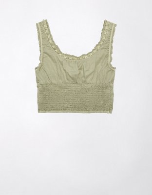 Женские топы American Eagle AE Cropped Pintuck Tank Top — фото 4