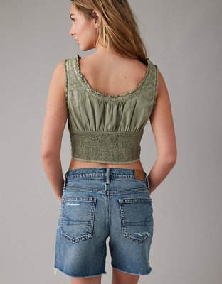 Женские топы American Eagle AE Cropped Pintuck Tank Top — фото 2