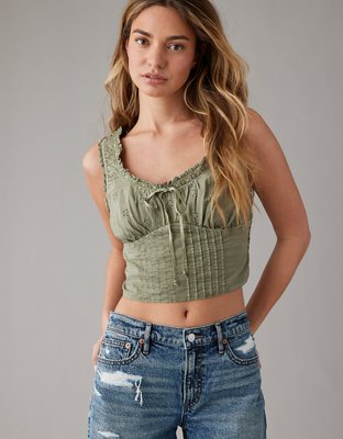 AE Cropped Cinch-Front Tank Top