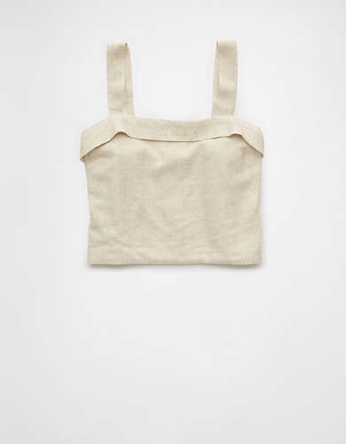AE Cropped Linen-Blend Tank Top